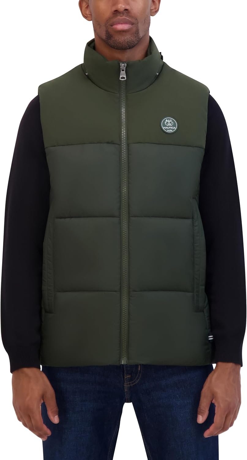image:imageNautica Mens Mixed Sheen Quilted VestDark Forest