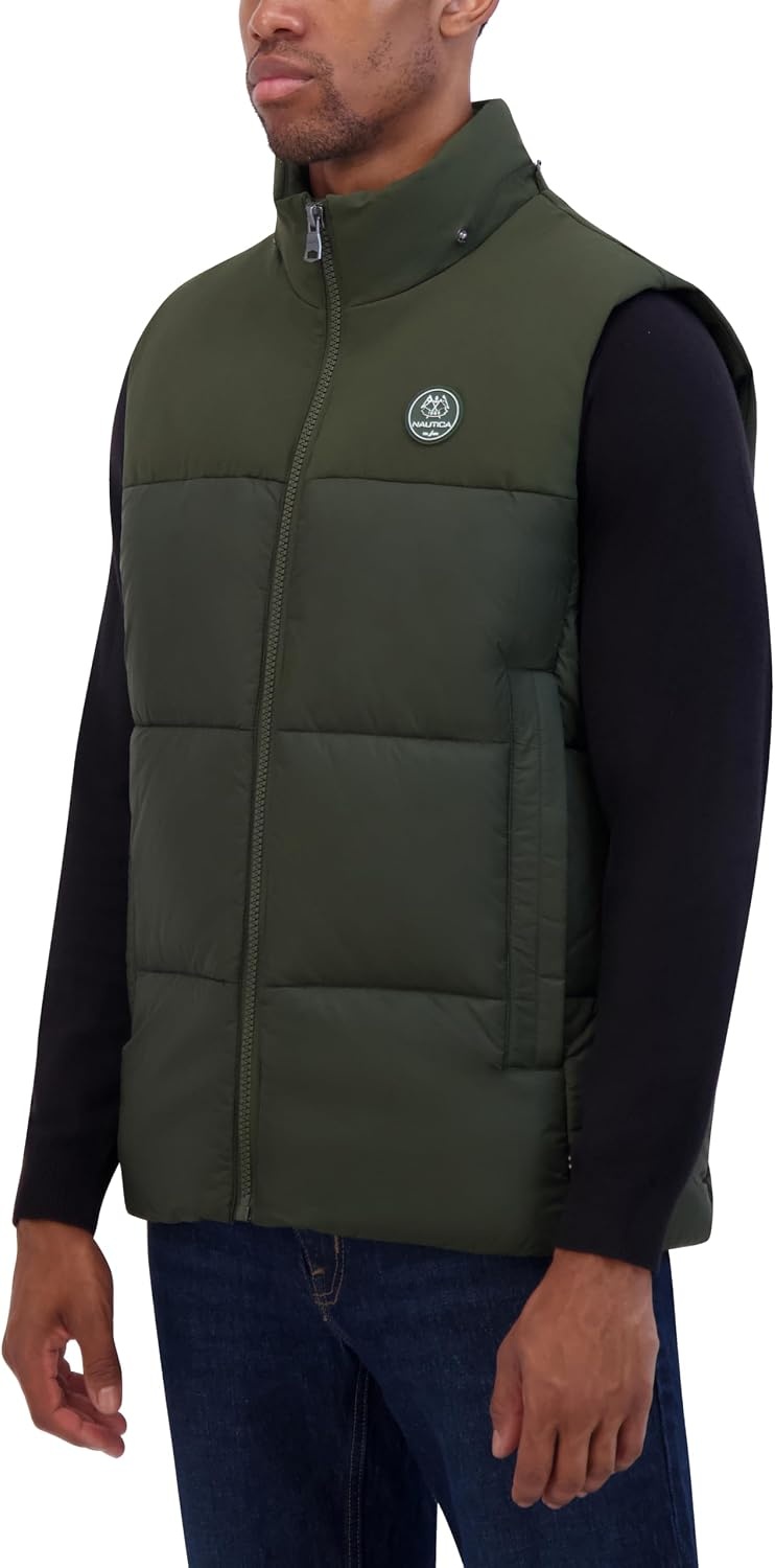 image:imageNautica Mens Mixed Sheen Quilted VestDark Forest