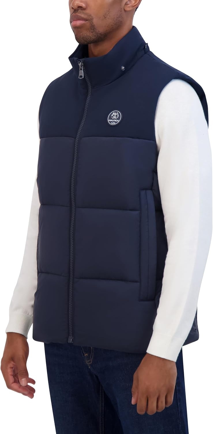 image:imageNautica Mens Mixed Sheen Quilted VestNavy