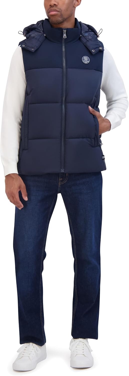 image:imageNautica Mens Mixed Sheen Quilted VestNavy