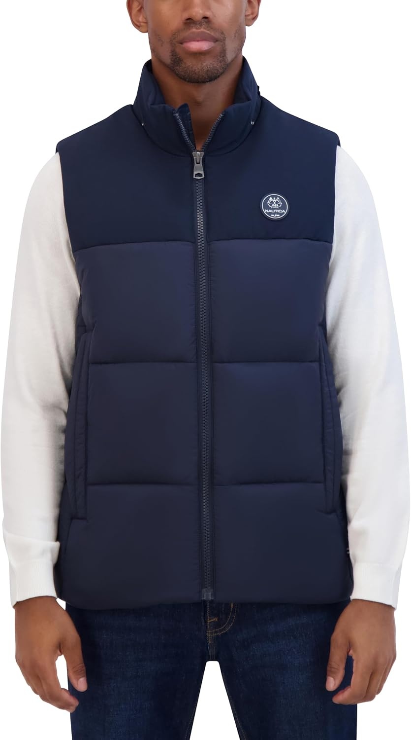 image:imageNautica Mens Mixed Sheen Quilted VestNavy