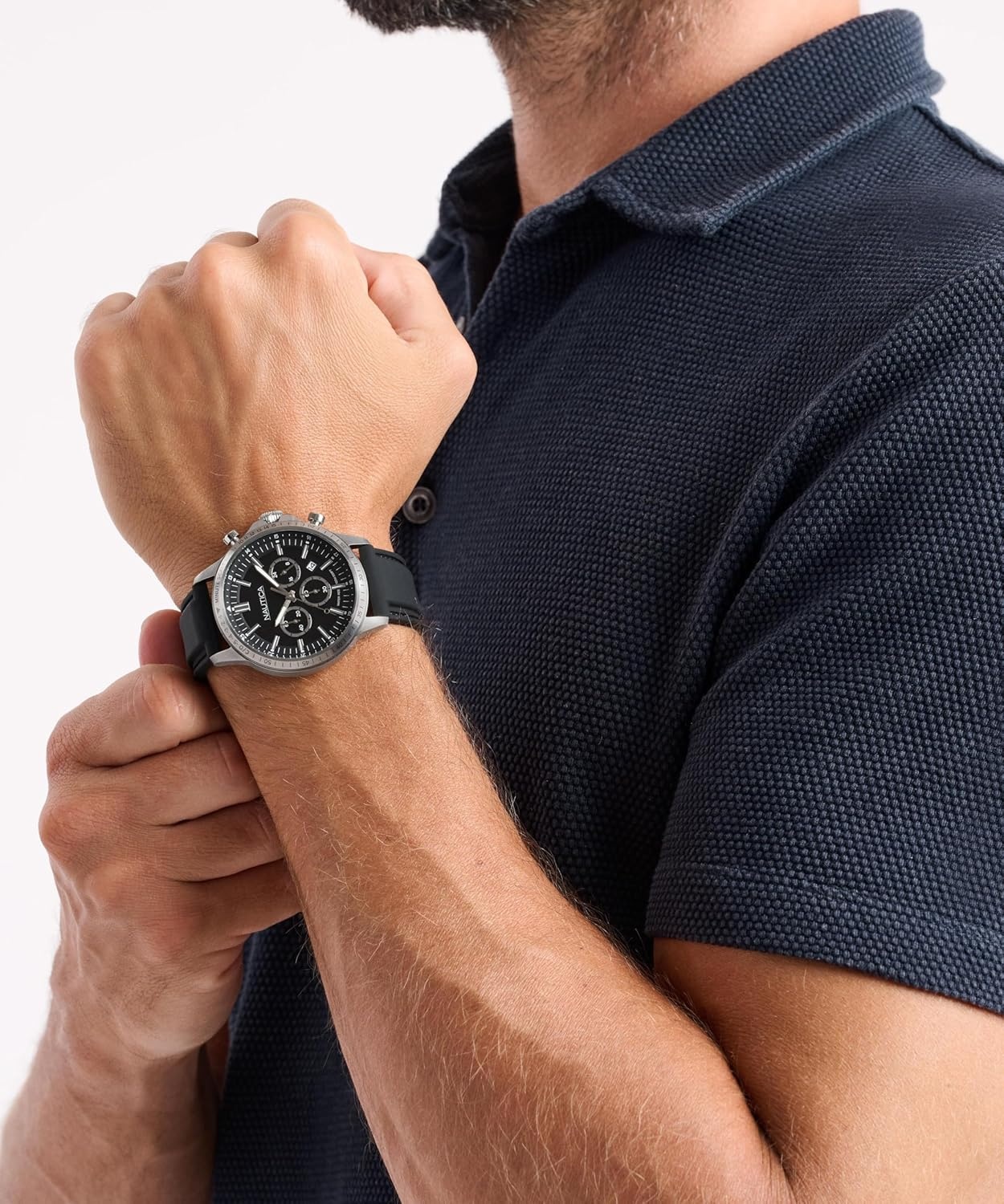 image:imageNautica Mens NCT Blue Ocean Chronograph WatchBlackBlackSilver