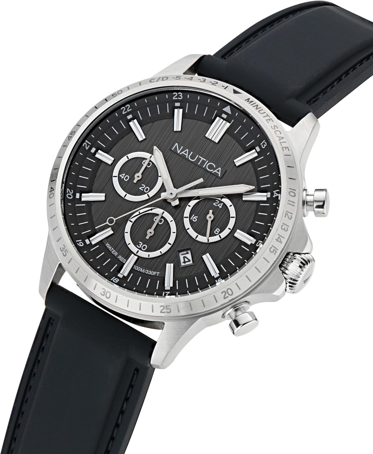 image:imageNautica Mens NCT Blue Ocean Chronograph WatchBlackBlackSilver
