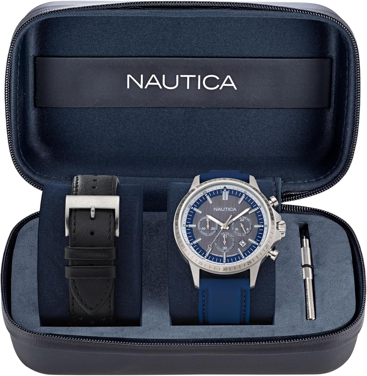 image:imageNautica Mens NCT Blue Ocean Chronograph WatchBlueBlackSilver