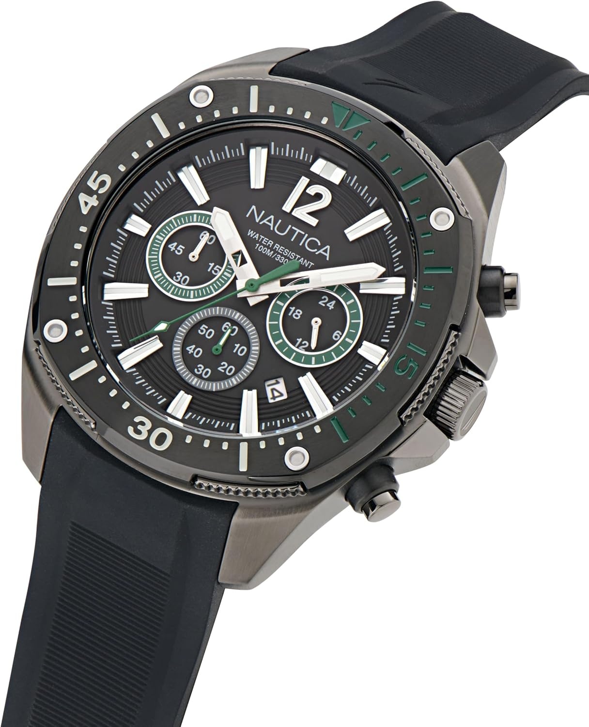 image:imageNautica Mens NCT Blue Sail Chronograph WatchBlack SiliconeBlackBlack