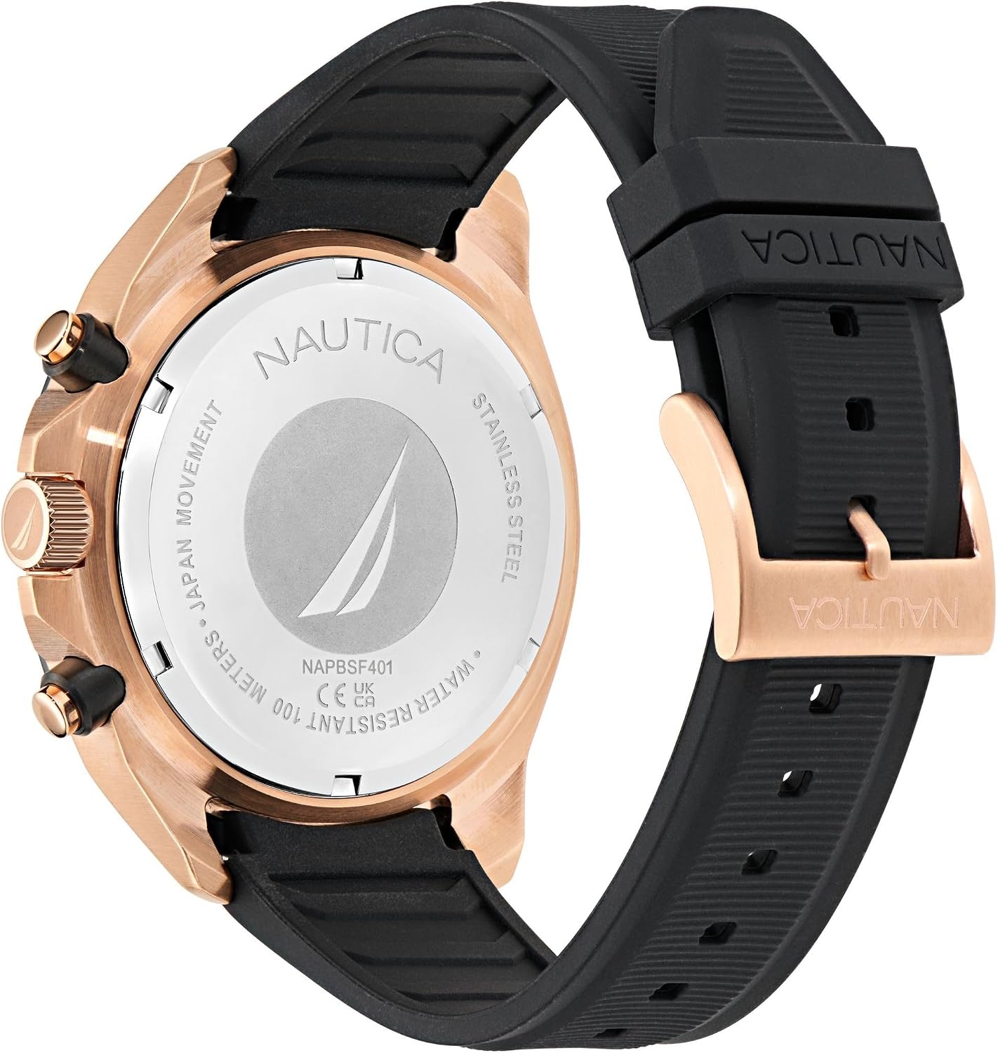 image:imageNautica Mens NCT Blue Sail Chronograph WatchBlackBlackRose Gold