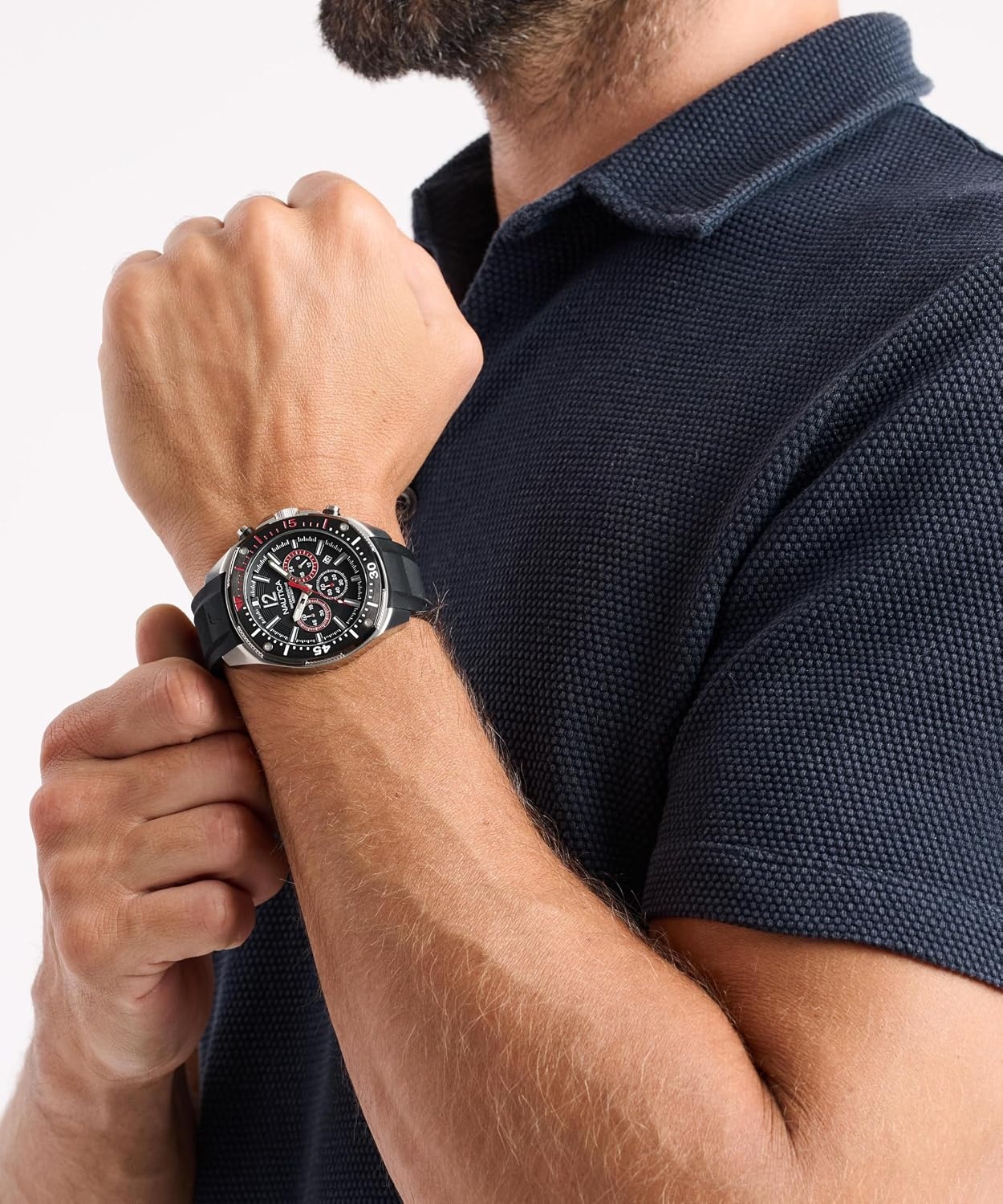 image:imageNautica Mens NCT Blue Sail Chronograph WatchBlackBlackSilver