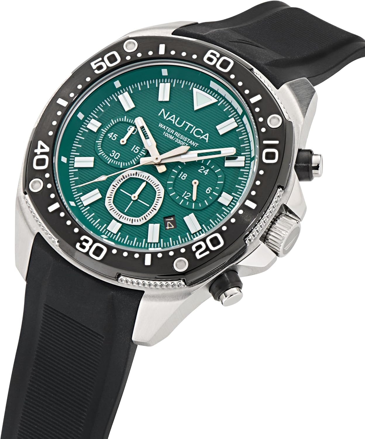 image:imageNautica Mens NCT Blue Sail Chronograph WatchBlackGreenSilver