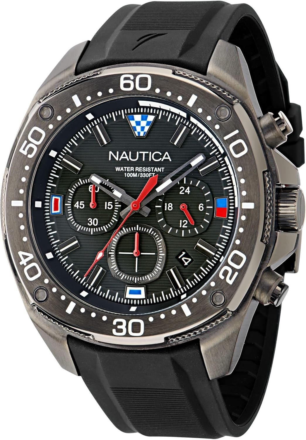 image:imageNautica Mens NCT Blue Sail Chronograph WatchBlackRedBlackGunmetal