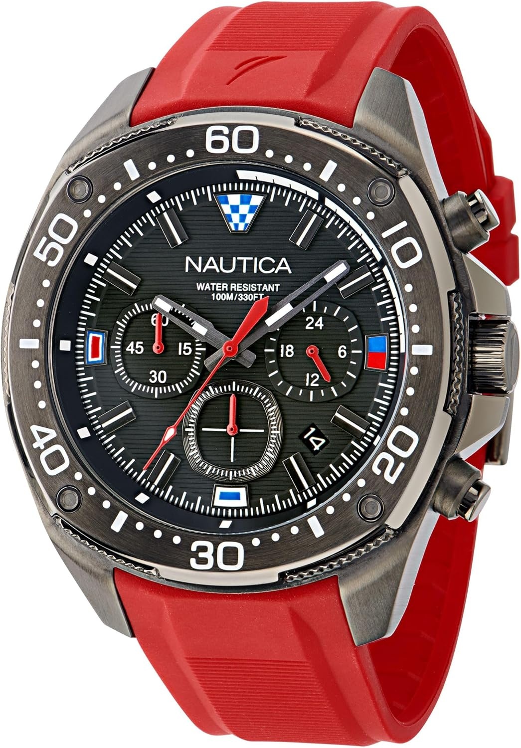 image:imageNautica Mens NCT Blue Sail Chronograph WatchBlackRedBlackGunmetal