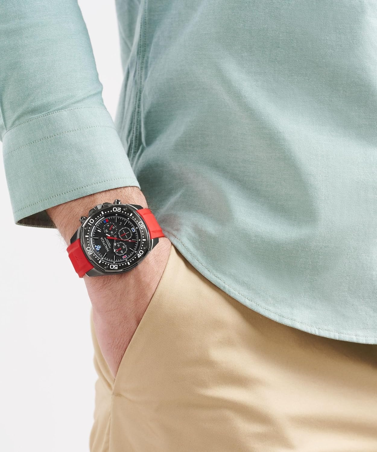 image:imageNautica Mens NCT Blue Sail Chronograph WatchBlackRedBlackGunmetal