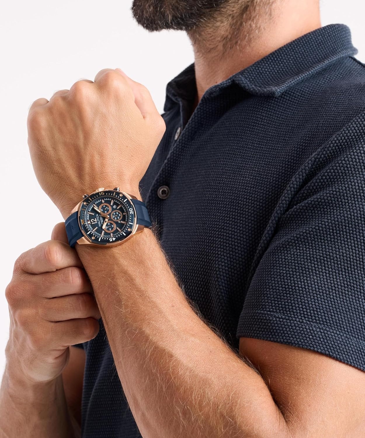 image:imageNautica Mens NCT Blue Sail Chronograph WatchBlueBlueRose Gold