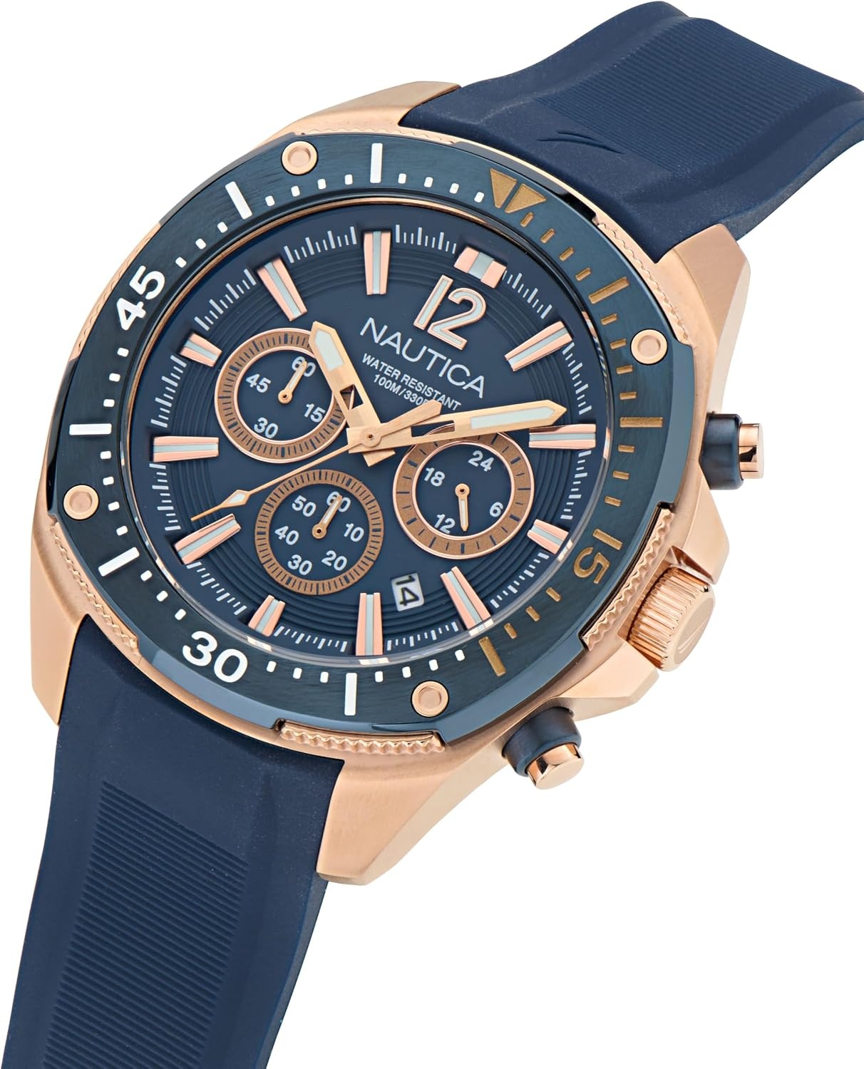 image:imageNautica Mens NCT Blue Sail Chronograph WatchBlueBlueRose Gold