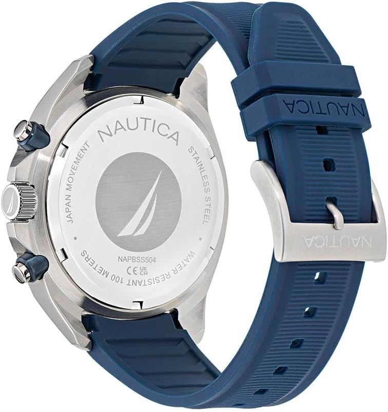 image:imageNautica Mens NCT Blue Sail Chronograph WatchBlueOrangeBlueSilver