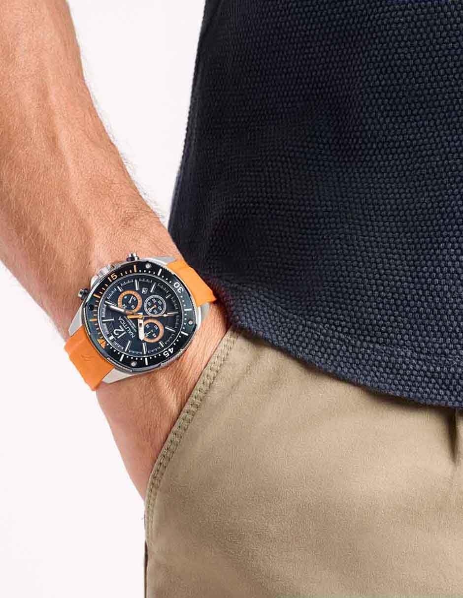 image:imageNautica Mens NCT Blue Sail Chronograph WatchBlueOrangeBlueSilver