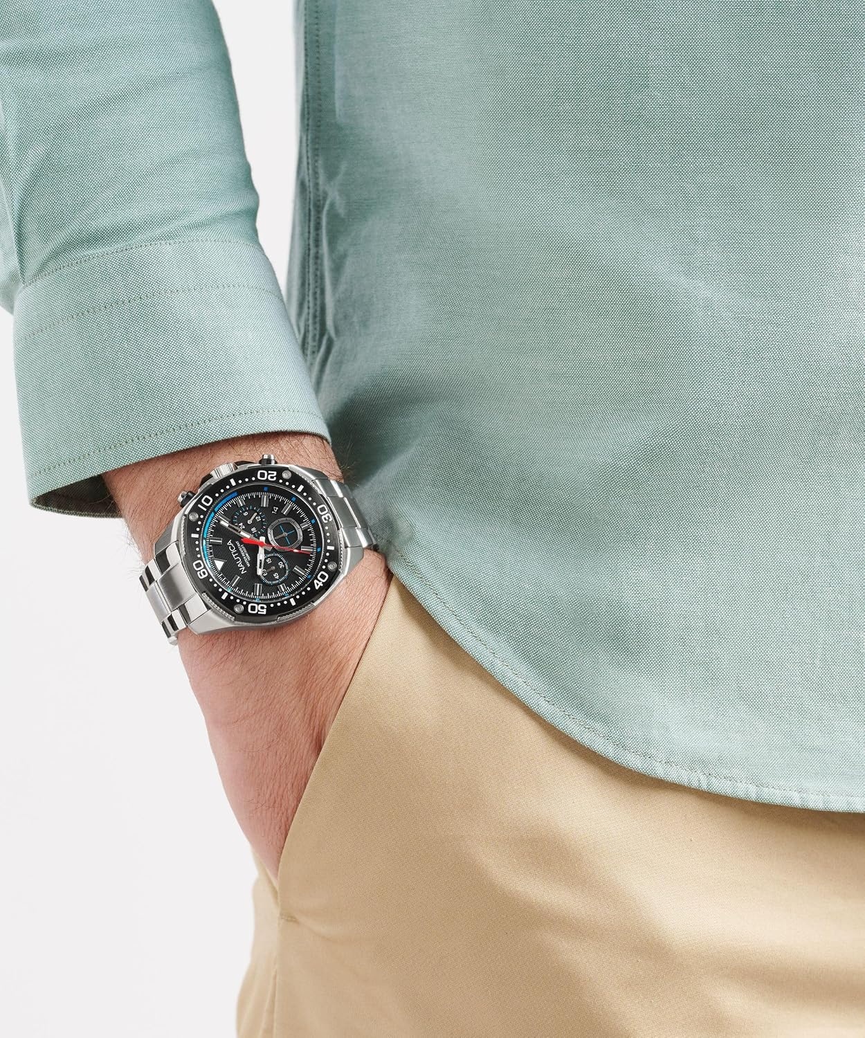 image:imageNautica Mens NCT Blue Sail Chronograph WatchSilverBlackSilver