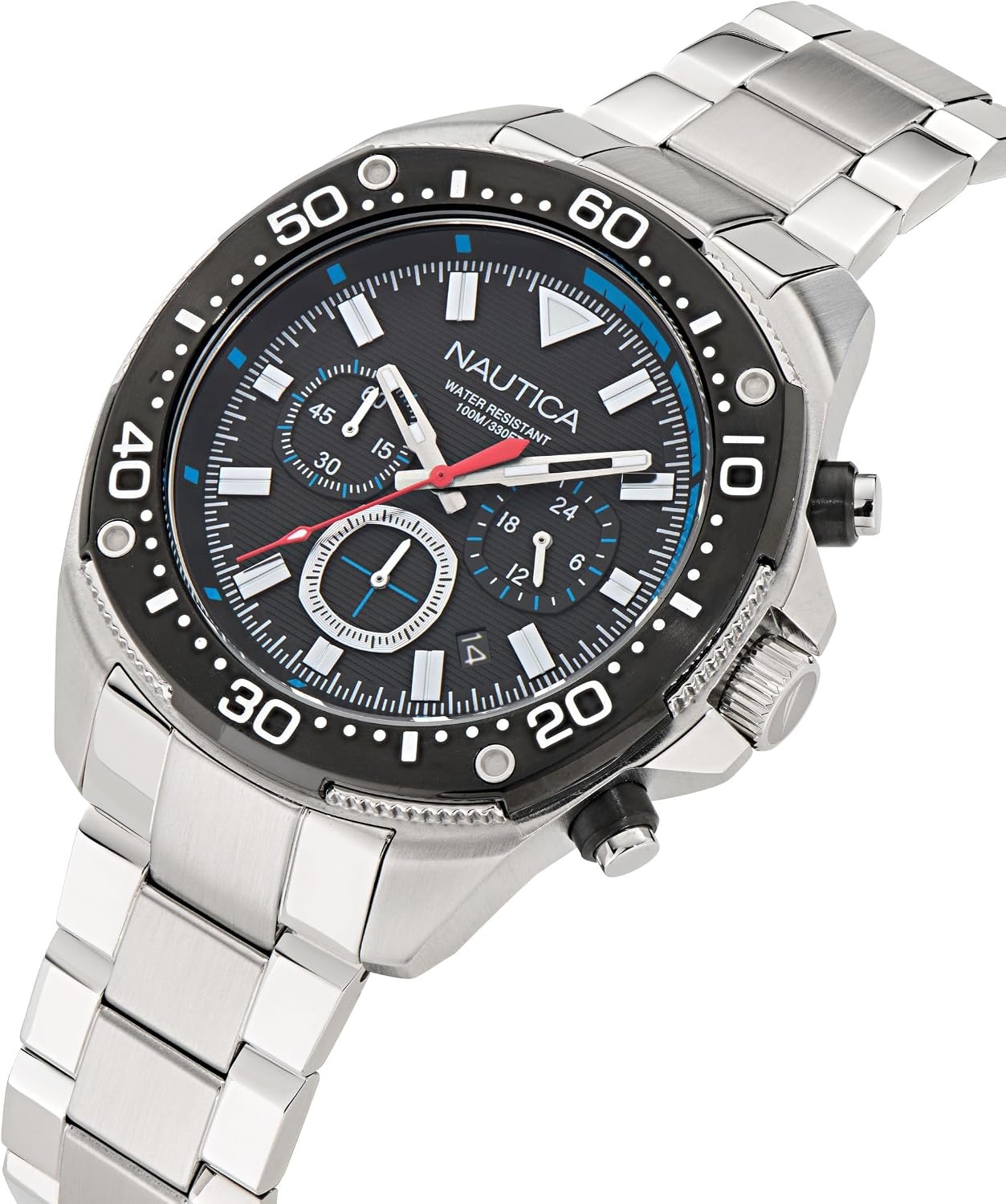 image:imageNautica Mens NCT Blue Sail Chronograph WatchSilverBlackSilver