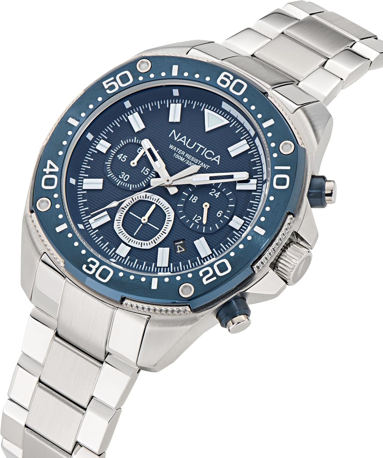 image:imageNautica Mens NCT Blue Sail Chronograph WatchSilverBlueSilver