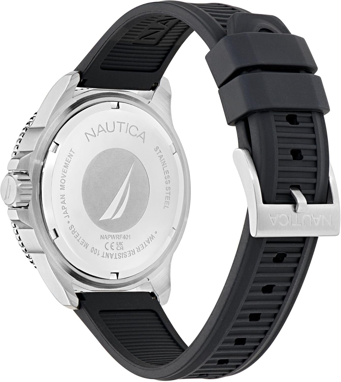 image:imageNautica Mens NCT Windrose 46mm WatchBlackBlackSilver
