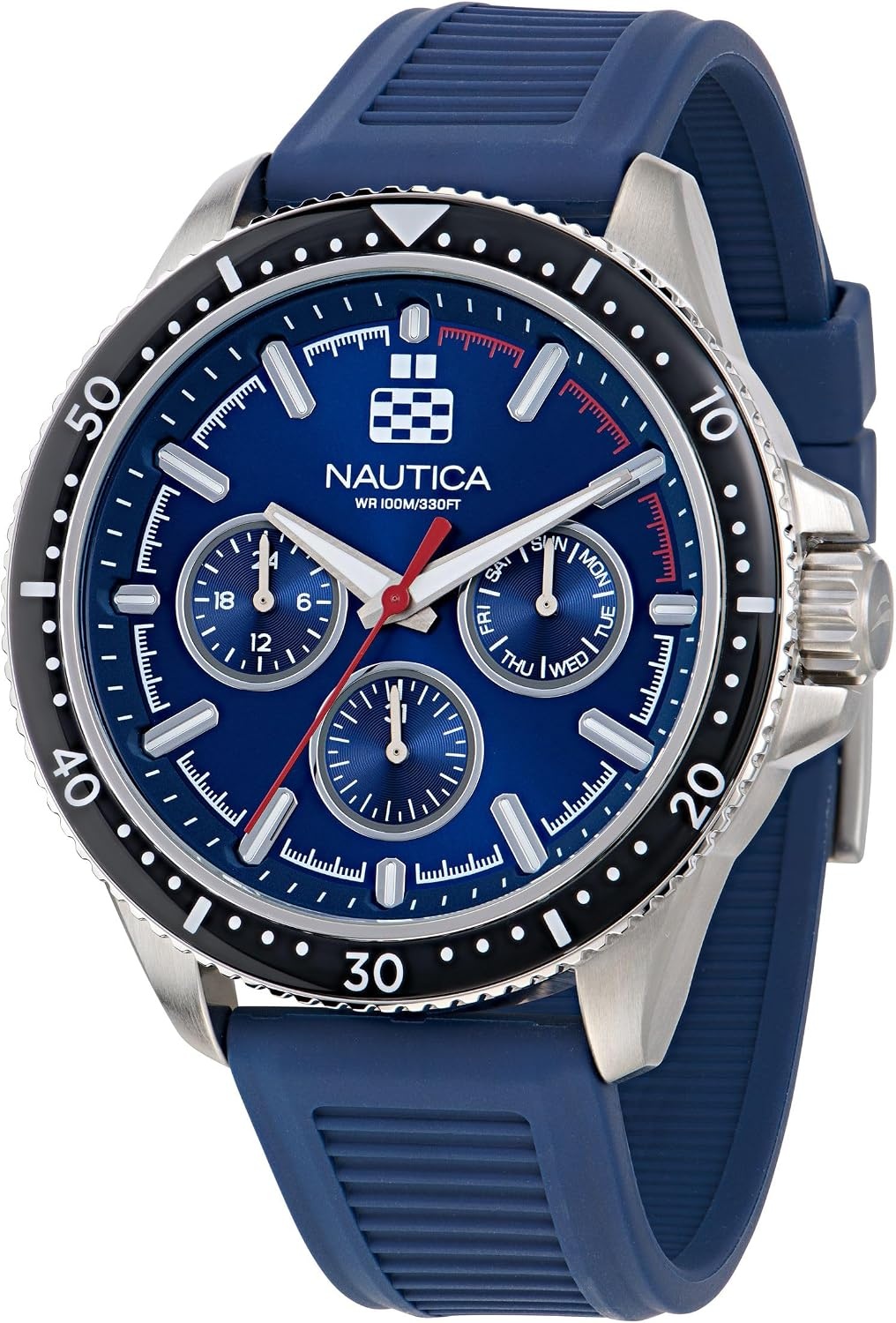 image:imageNautica Mens NCT Windrose 46mm WatchBlueBlackBlueSilver