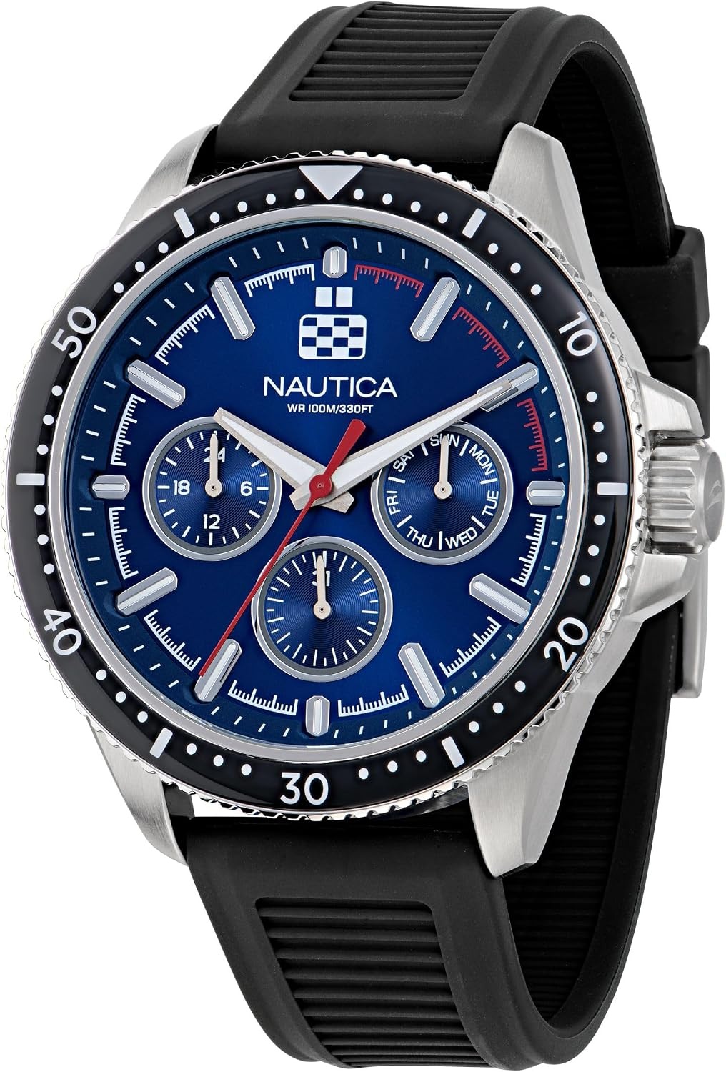 image:imageNautica Mens NCT Windrose 46mm WatchBlueBlackBlueSilver