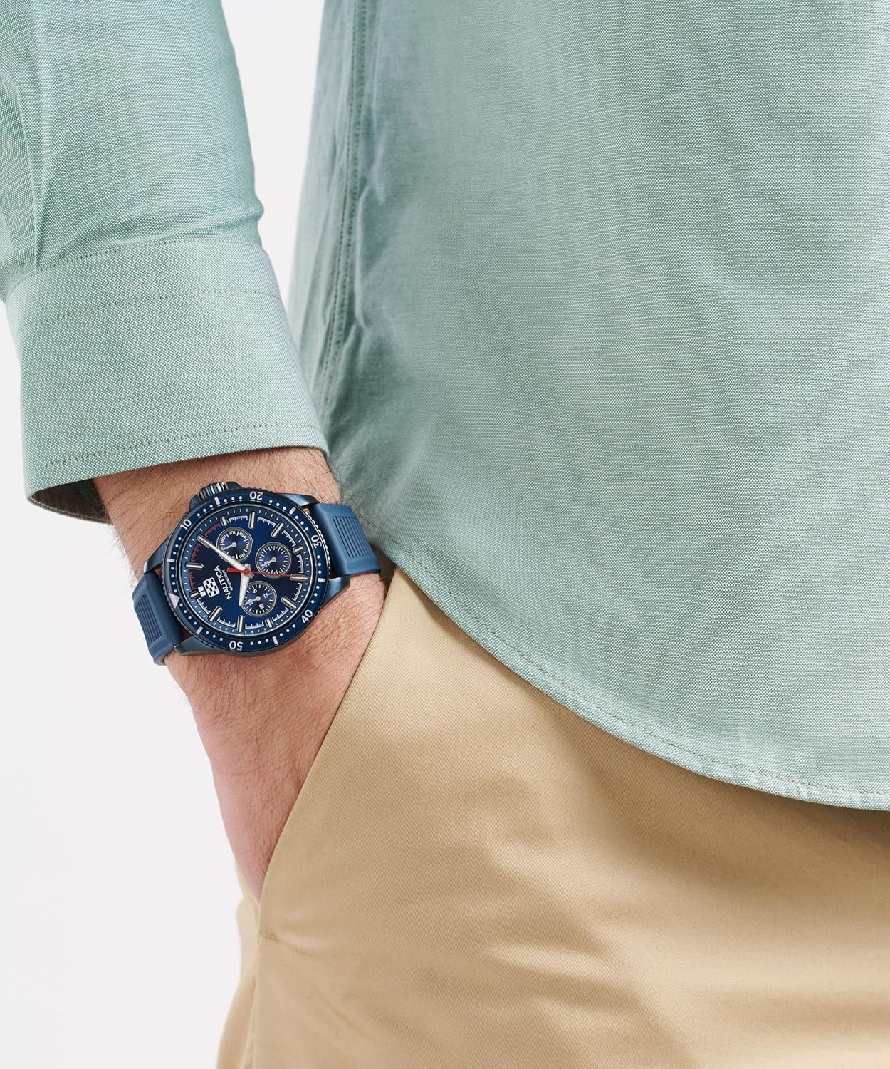 image:imageNautica Mens NCT Windrose 46mm WatchBlueRedBlueBlue