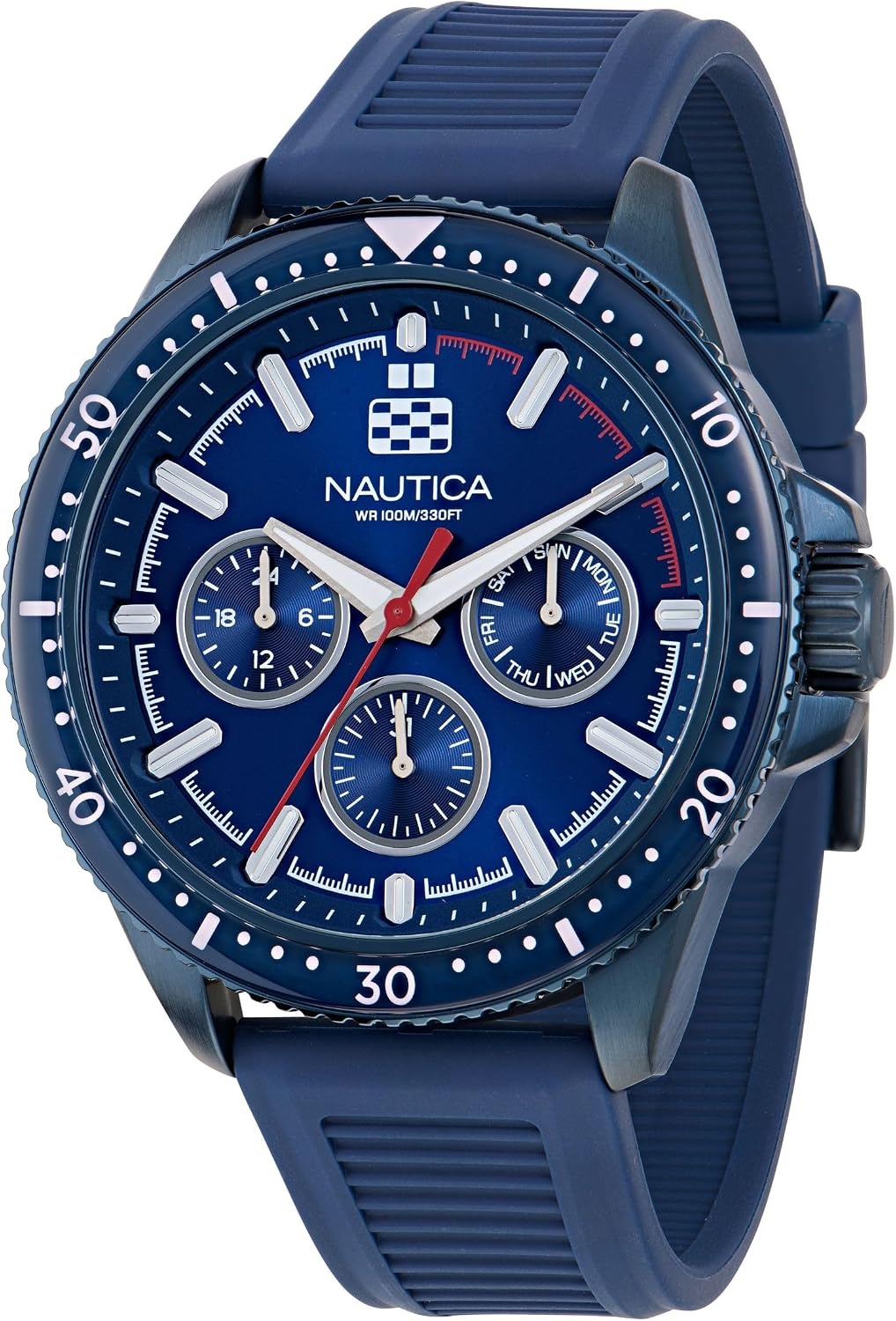 image:imageNautica Mens NCT Windrose 46mm WatchBlueRedBlueBlue