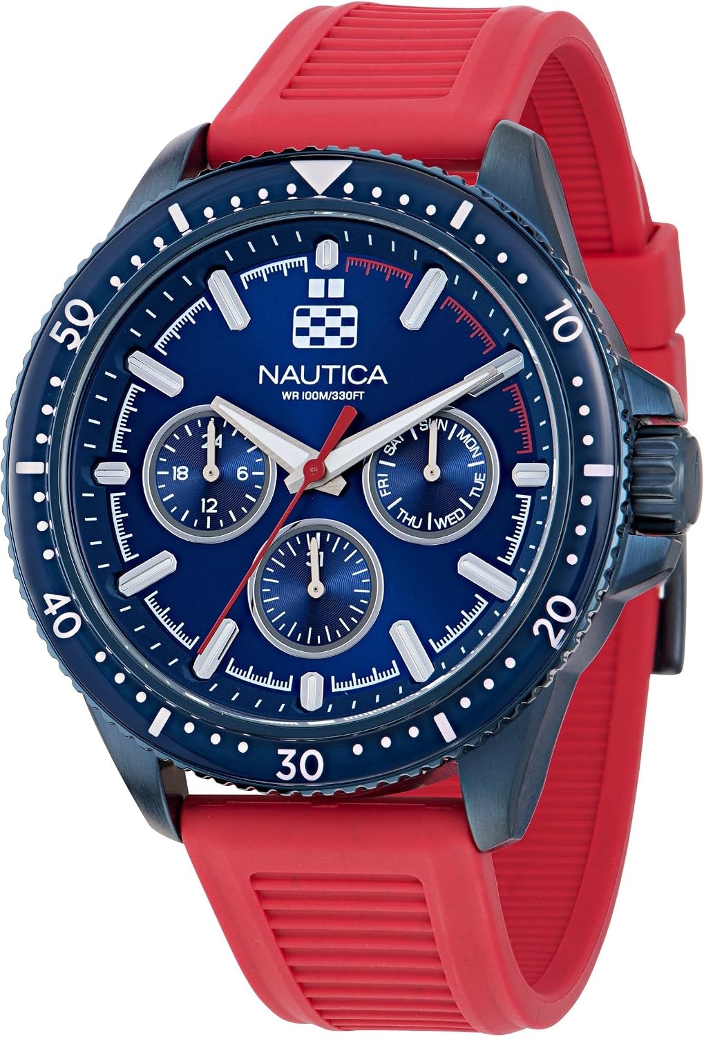 image:imageNautica Mens NCT Windrose 46mm WatchBlueRedBlueBlue