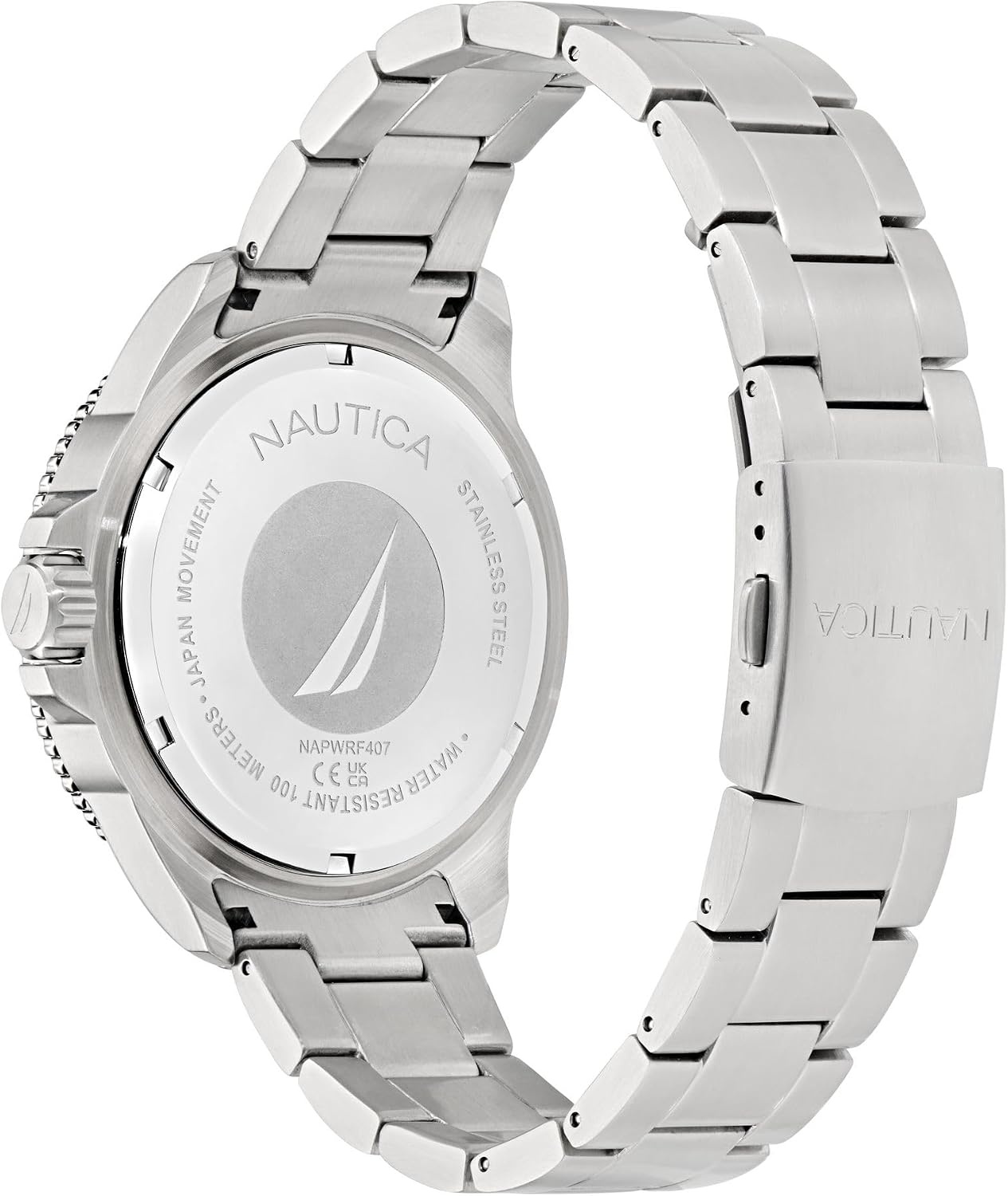 image:imageNautica Mens NCT Windrose 46mm WatchSilverBlackSilver