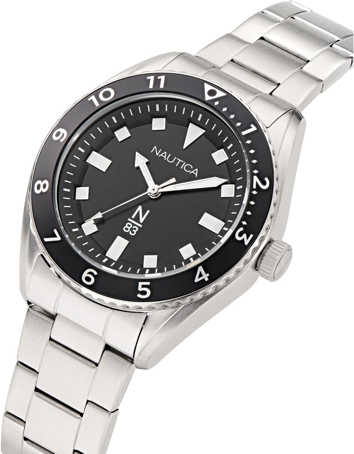 image:imageNautica Mens NS3 Sporty WatchSilverBlackSilver