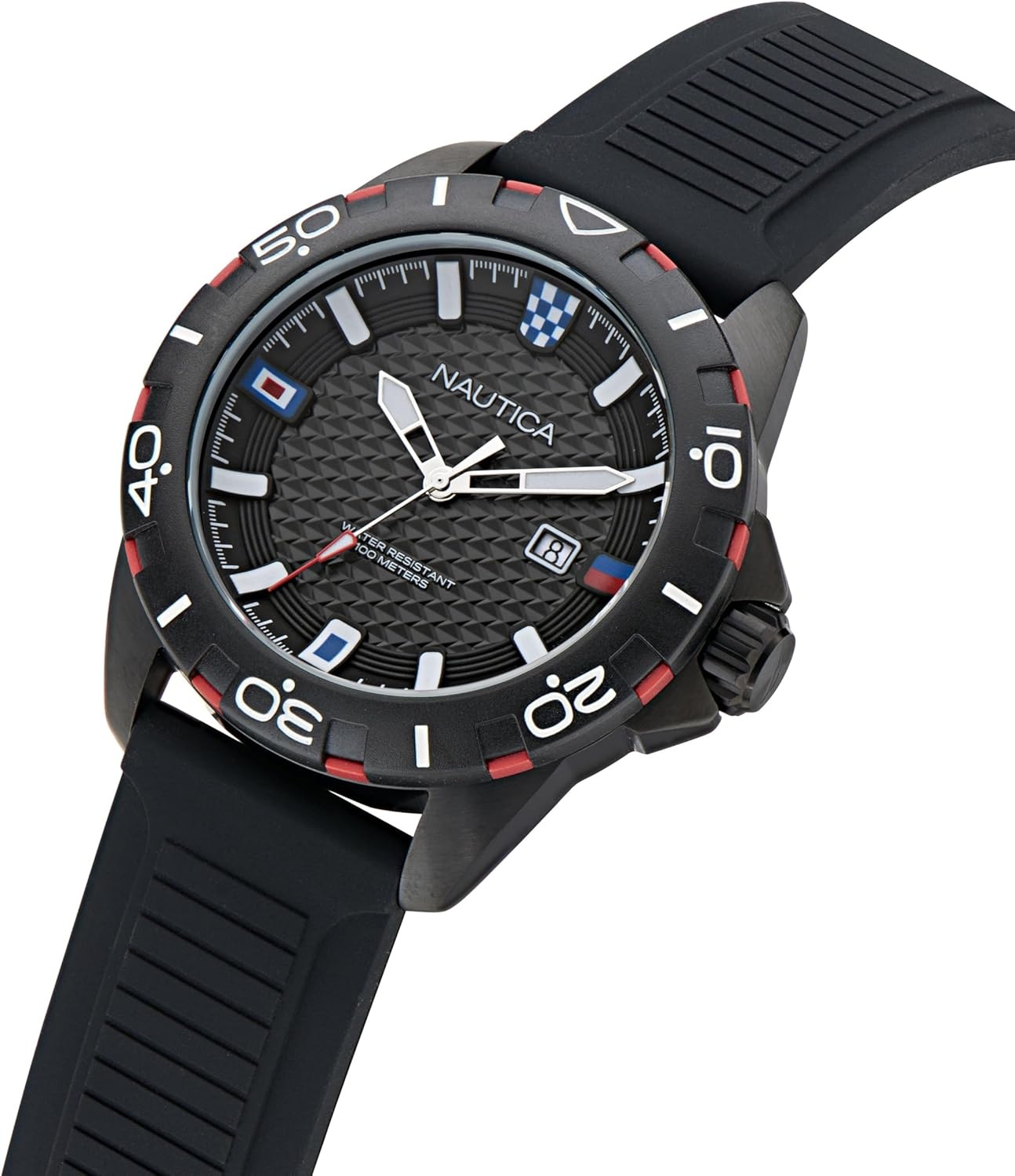 image:imageNautica Mens NSR Silicone WatchBlackBlackBlack