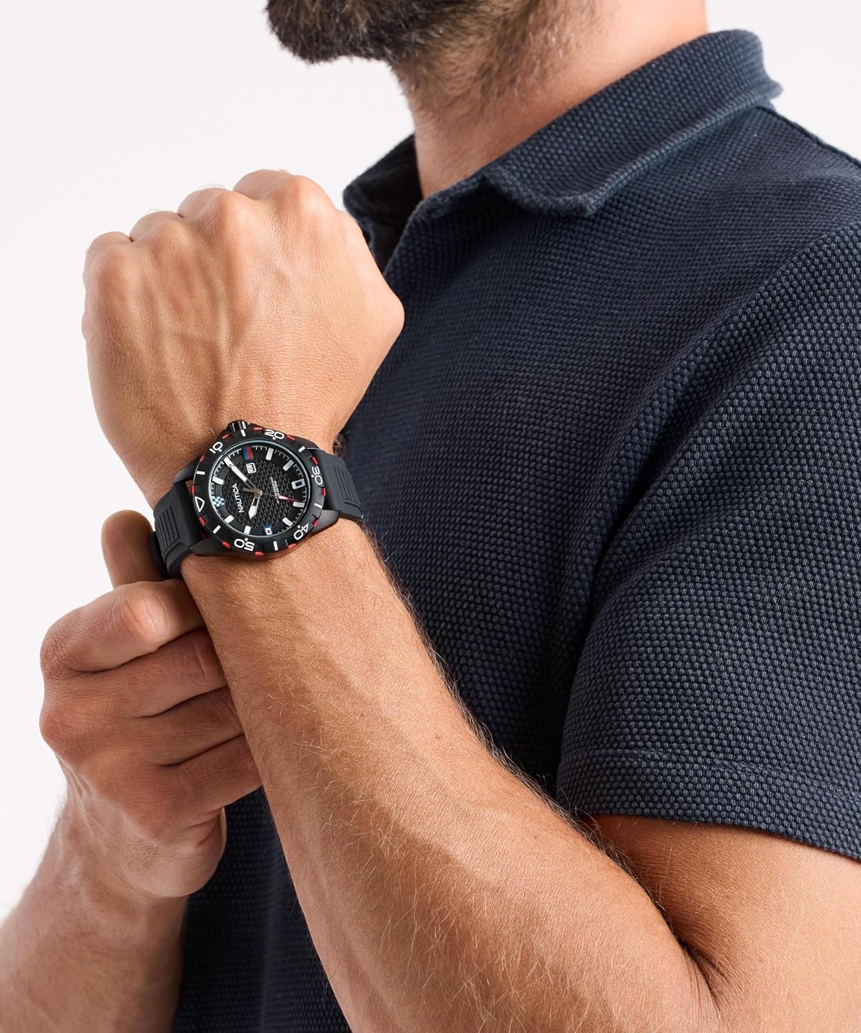 image:imageNautica Mens NSR Silicone WatchBlackBlackBlack