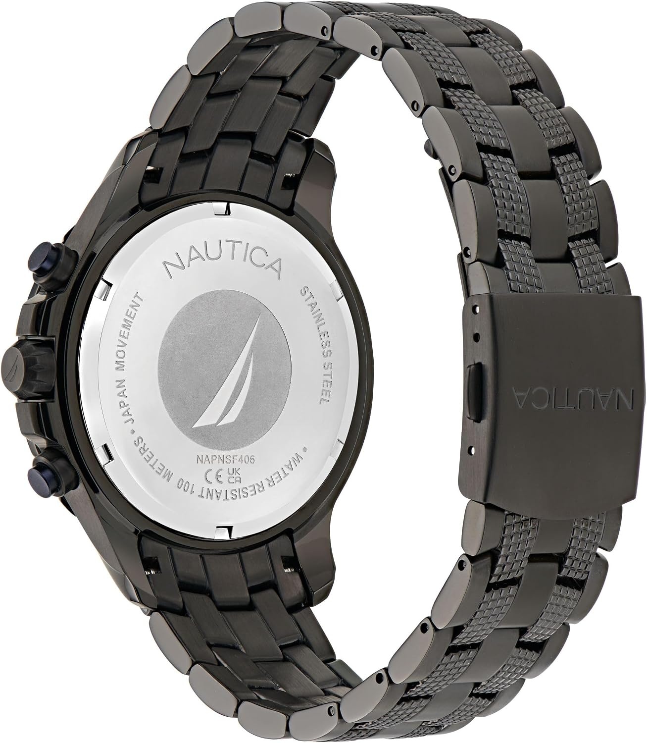 image:imageNautica Mens NST Chronograph 44mm WatchBlackBlackBlack