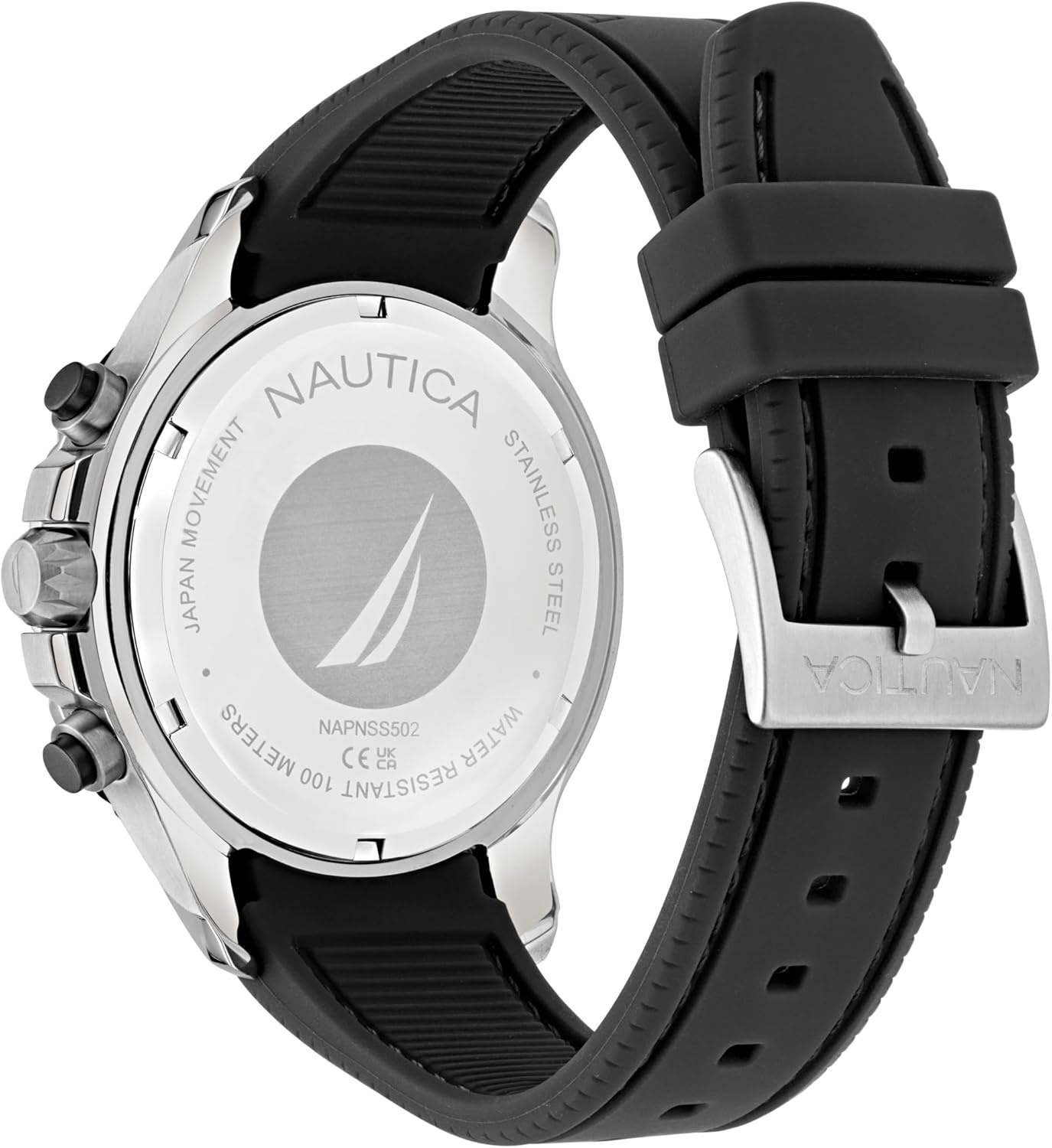 image:imageNautica Mens NST Chronograph 44mm WatchBlackBlackSilver