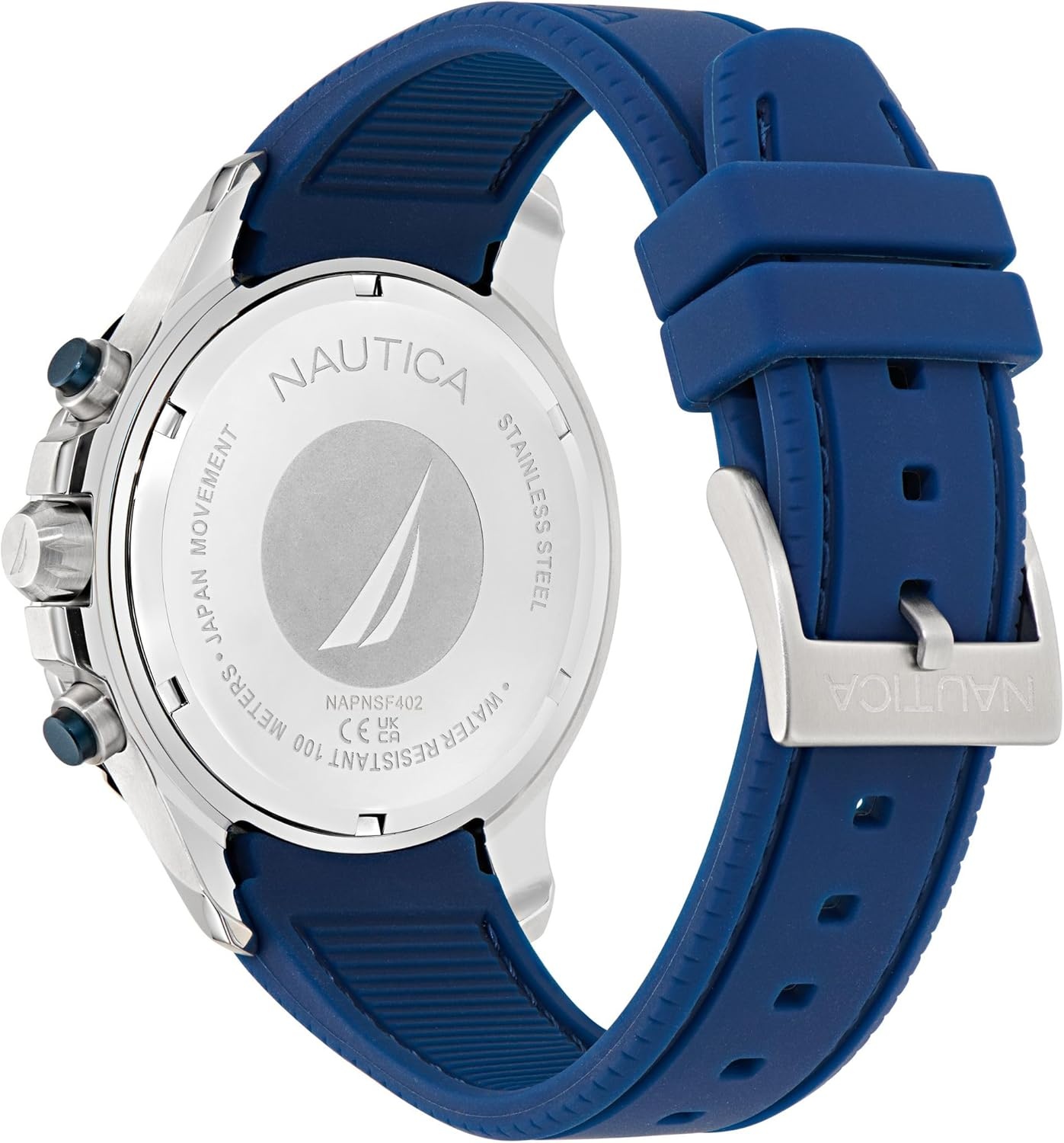 image:imageNautica Mens NST Chronograph 44mm WatchBlueBlueGreenSilver