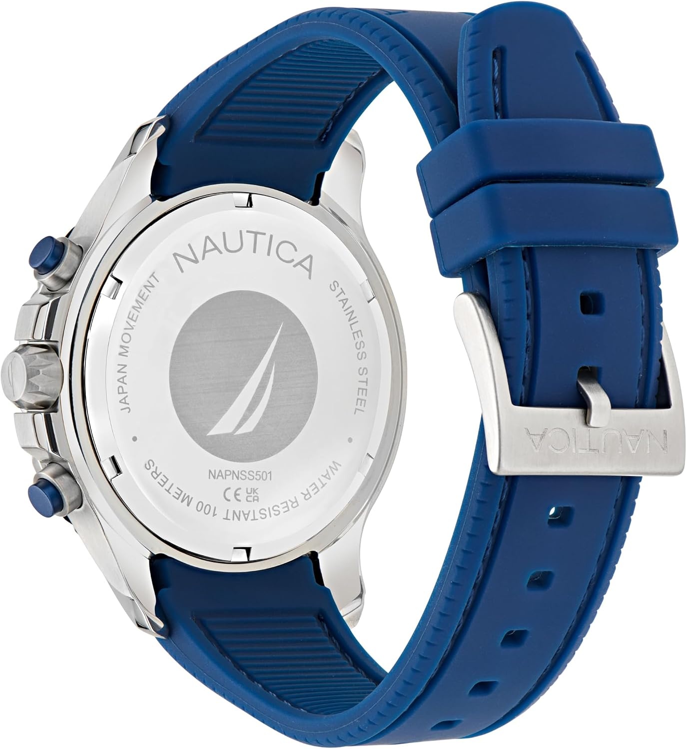 image:imageNautica Mens NST Chronograph 44mm WatchBlueBlueYellowSilver