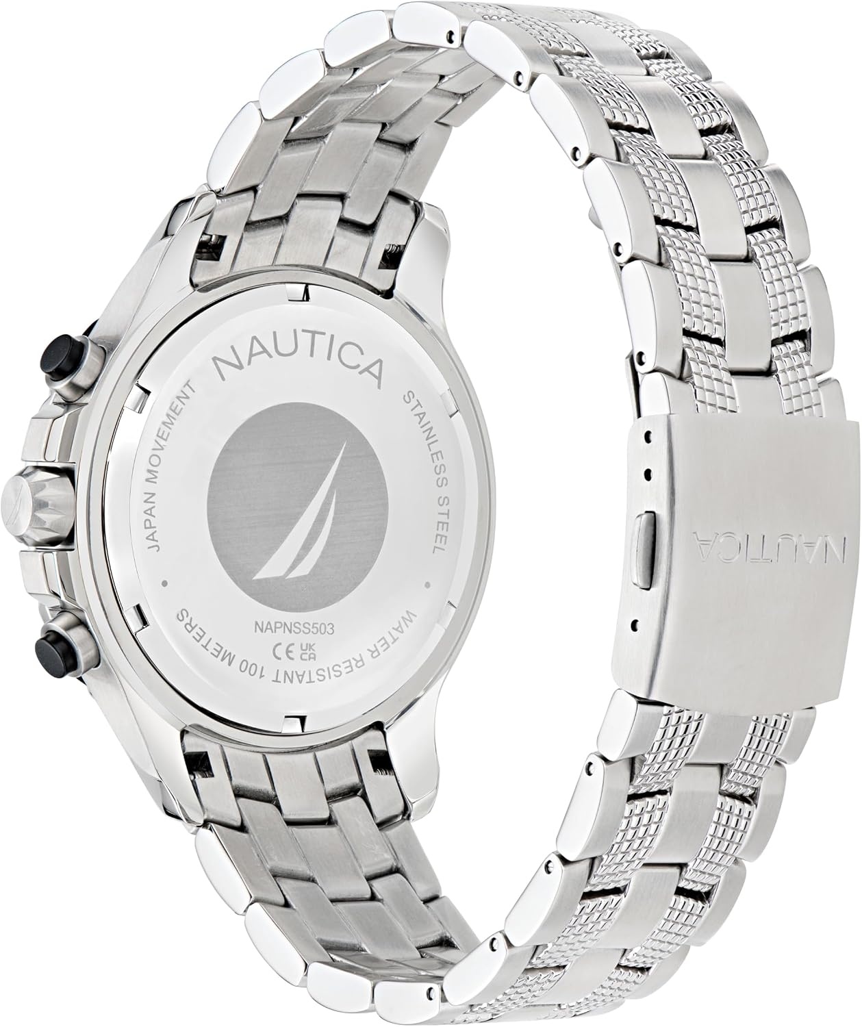 image:imageNautica Mens NST Chronograph 44mm WatchSilverBlackSilver