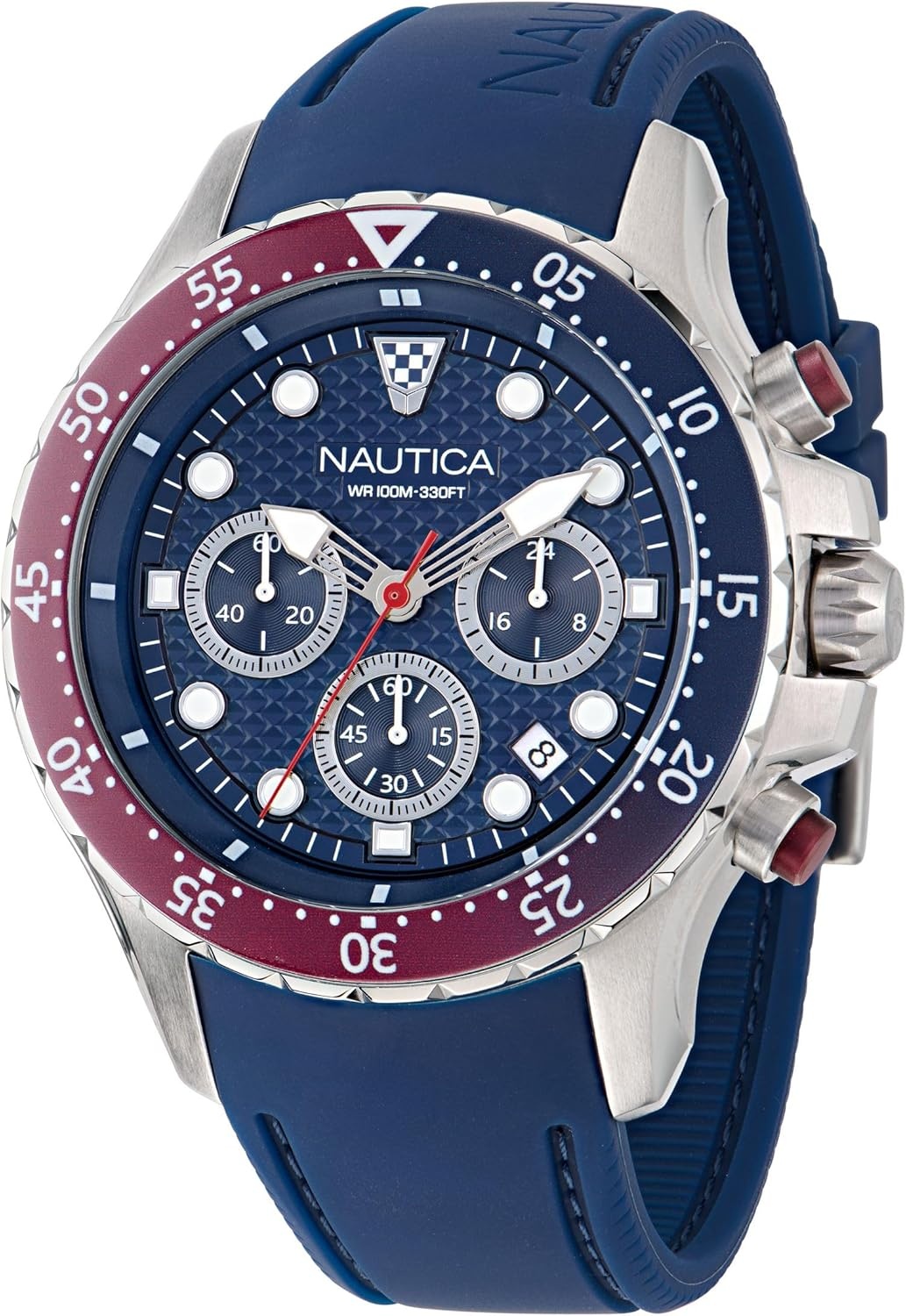 image:imageNautica Mens NST Chronograph 44mm WatchSilverBlueBlueSilver