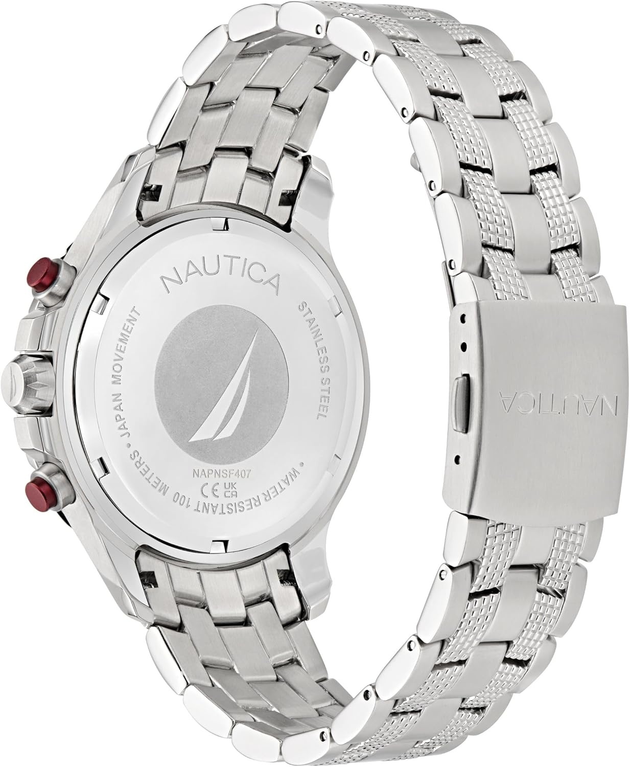 image:imageNautica Mens NST Chronograph 44mm WatchSilverBlueBlueSilver