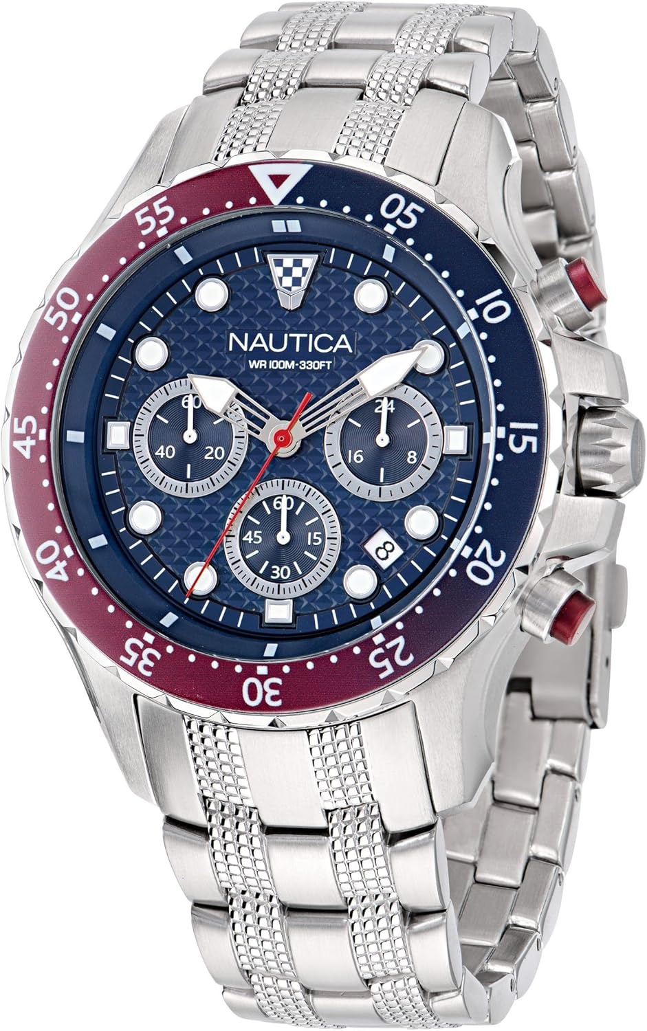 image:imageNautica Mens NST Chronograph 44mm WatchSilverBlueBlueSilver