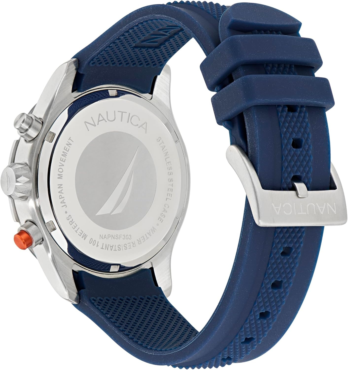 image:imageNautica Mens NST Chronograph 46mm WatchBlue SiliconeBlueSilver
