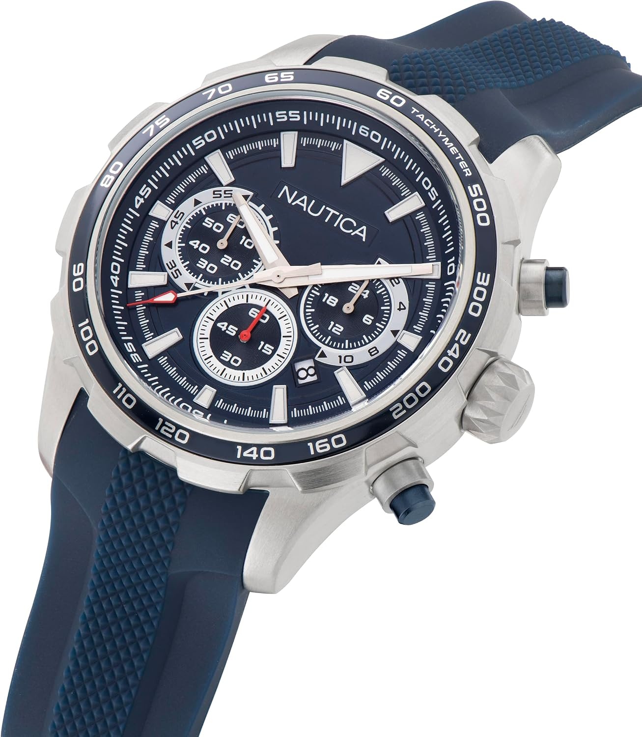 image:imageNautica Mens NST Chronograph 46mm WatchBlueBlueSilver