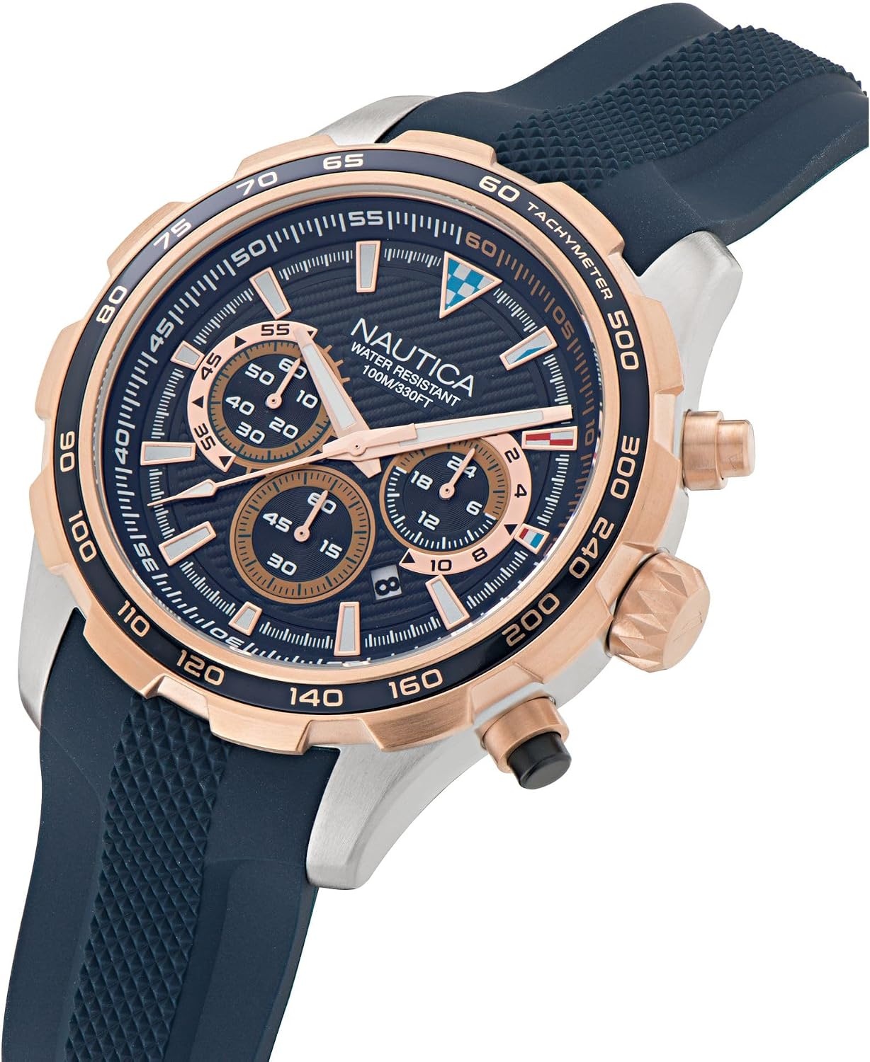 image:imageNautica Mens NST Chronograph 46mm WatchNavy BlueBlueRose Gold