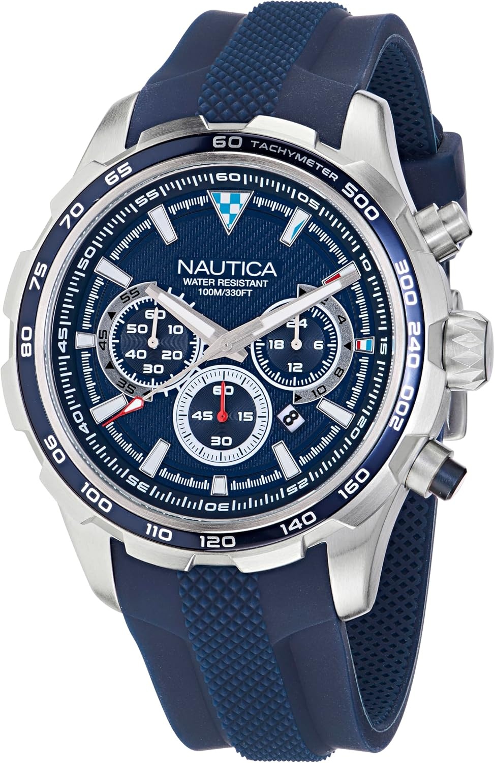 image:imageNautica Mens NST Chronograph 46mm WatchSilverBlueBlueSilver