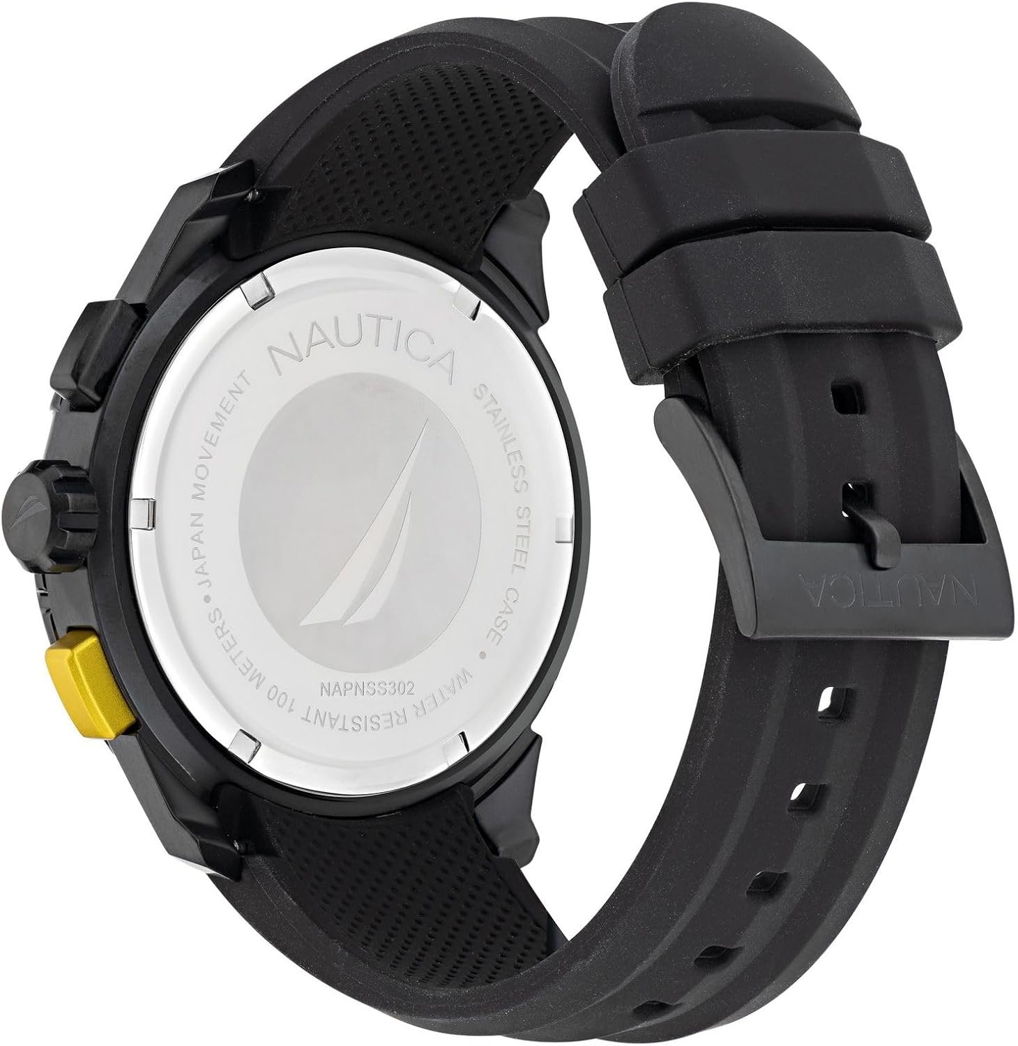 image:imageNautica Mens NST Chronograph 47mm WatchBlack SiliconeBlackIP Black