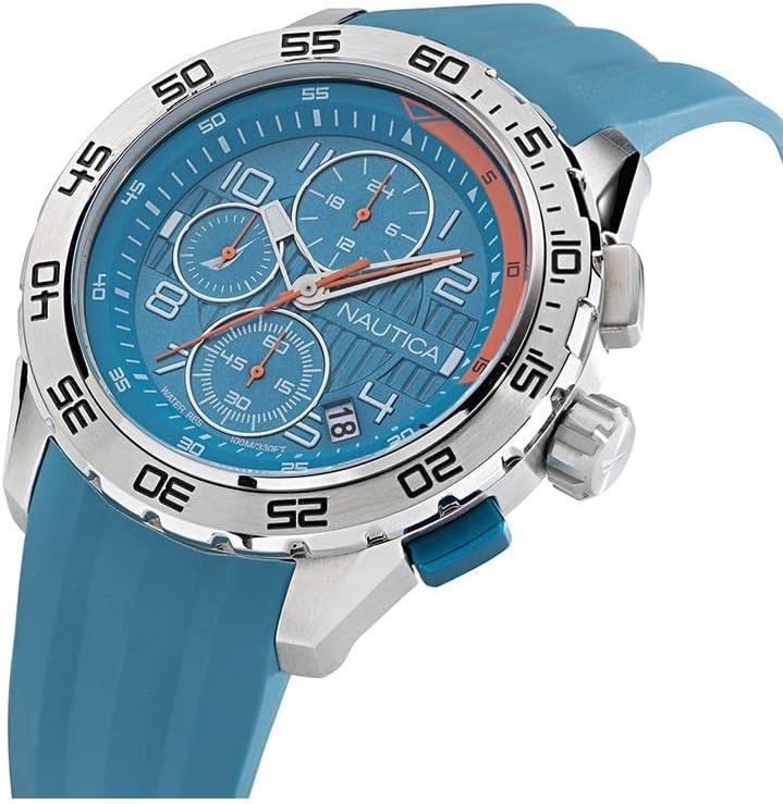 image:imageNautica Mens NST Chronograph 47mm WatchLight BlueLight BlueSilver