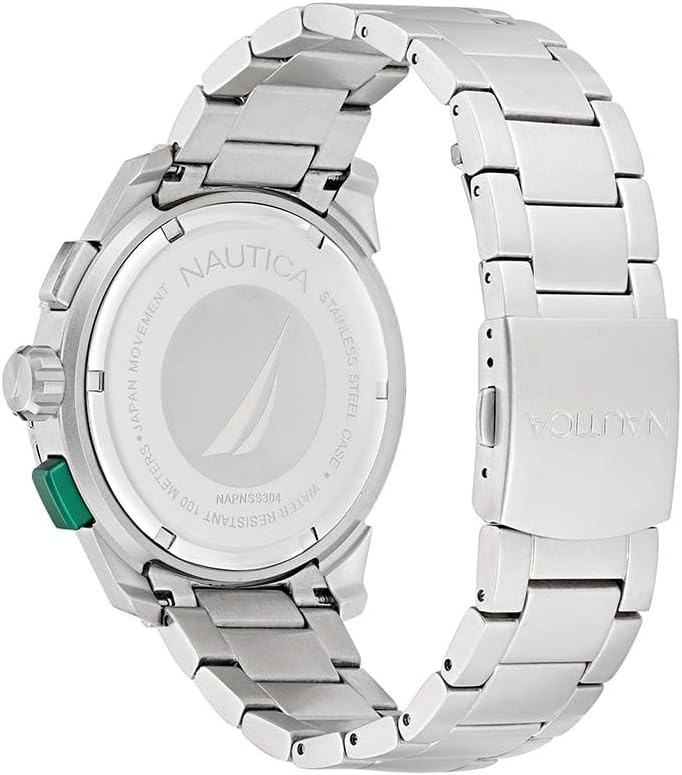 image:imageNautica Mens NST Chronograph 47mm WatchSilverGreenSilver