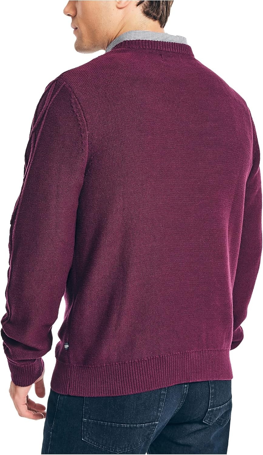 image:imageNautica Mens Nautica CableKnit SweaterSweaterShipwreck Burgundy Heather