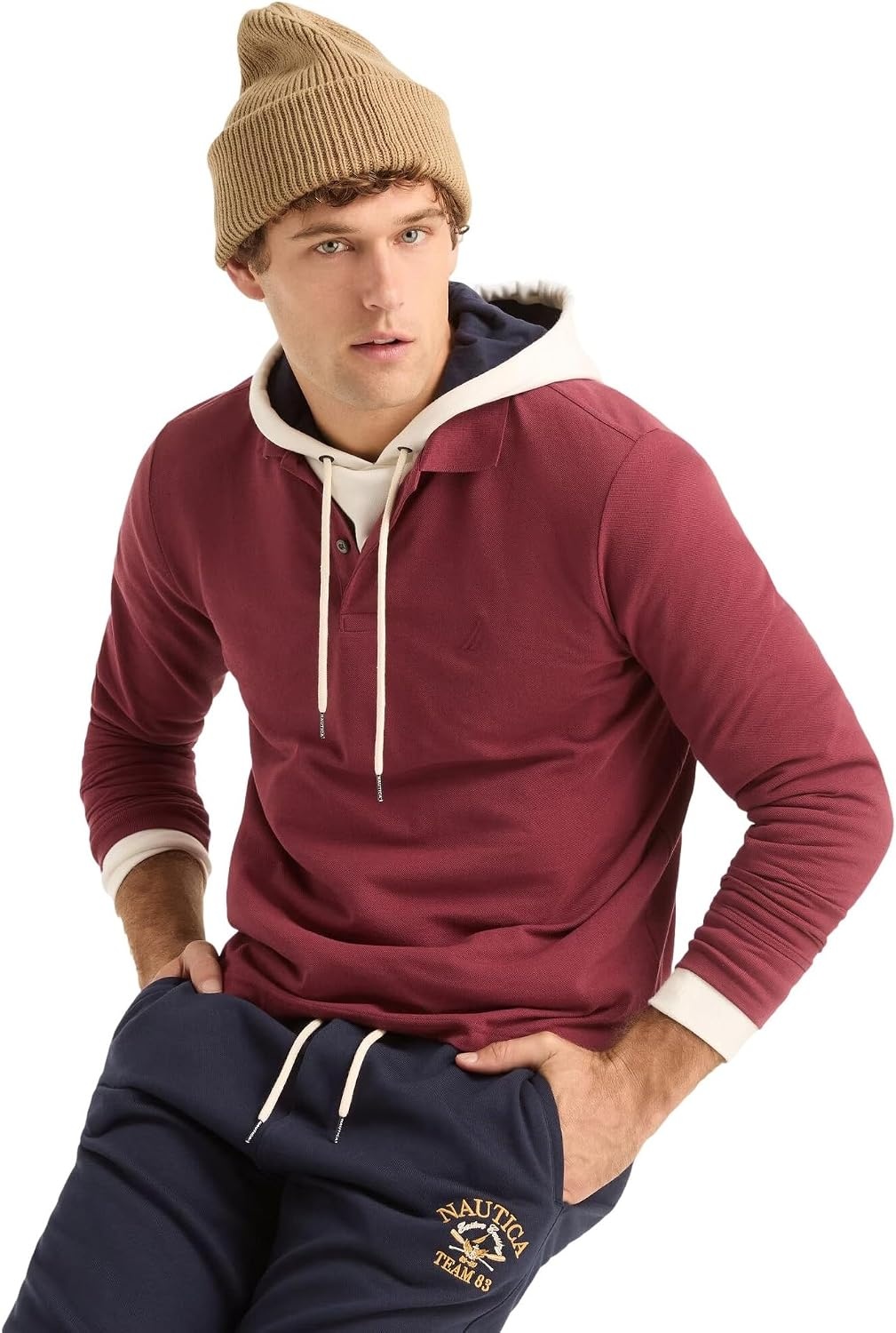 image:imageNautica Mens Nautica Classic Fit LongSleeve Deck PoloNautica Classic Fit LongSleeve Deck PoloOxblood Red