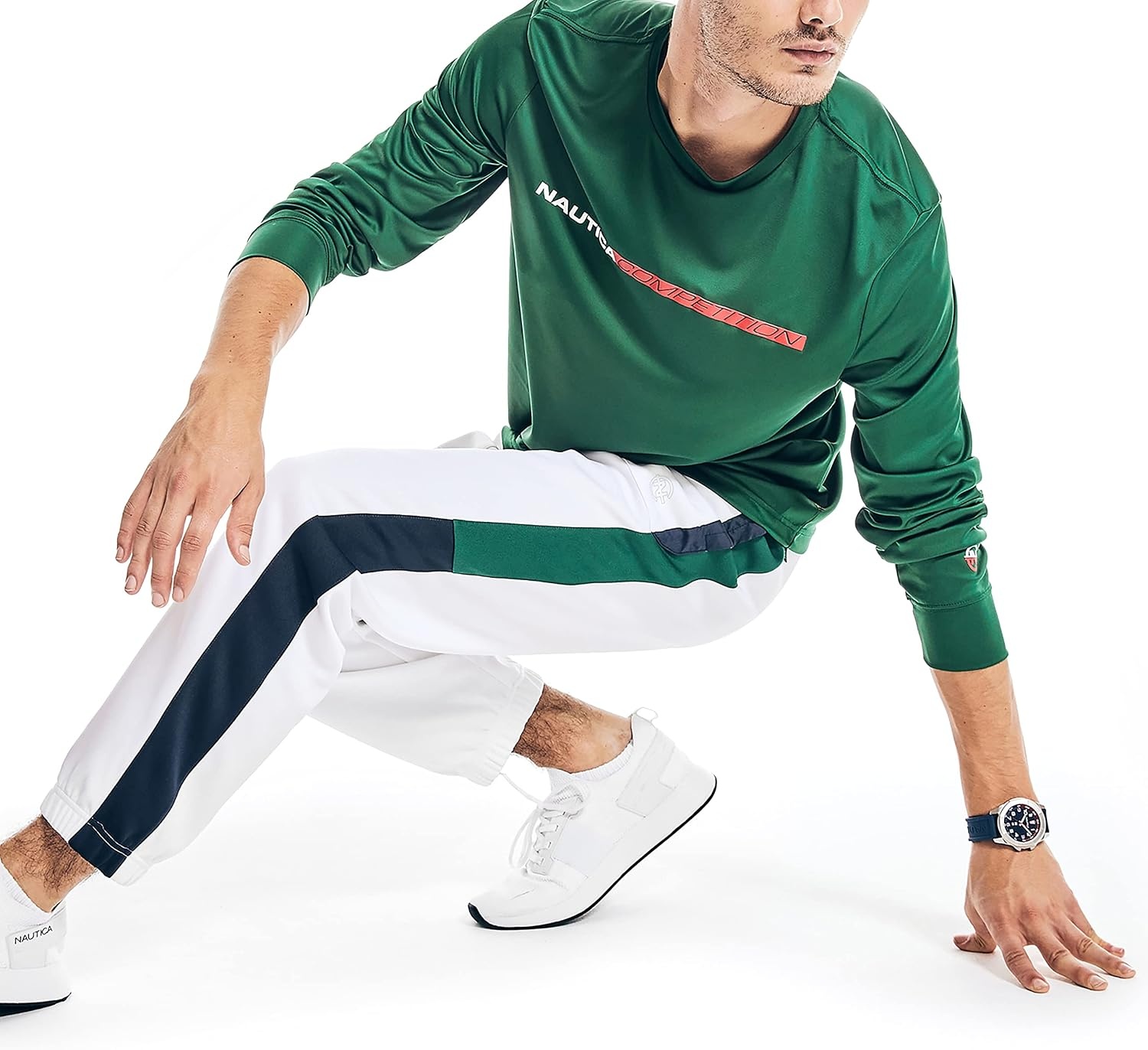 image:imageNautica Mens Nautica Competition Sustainably Crafted LongSleeve TShirtTidal Green